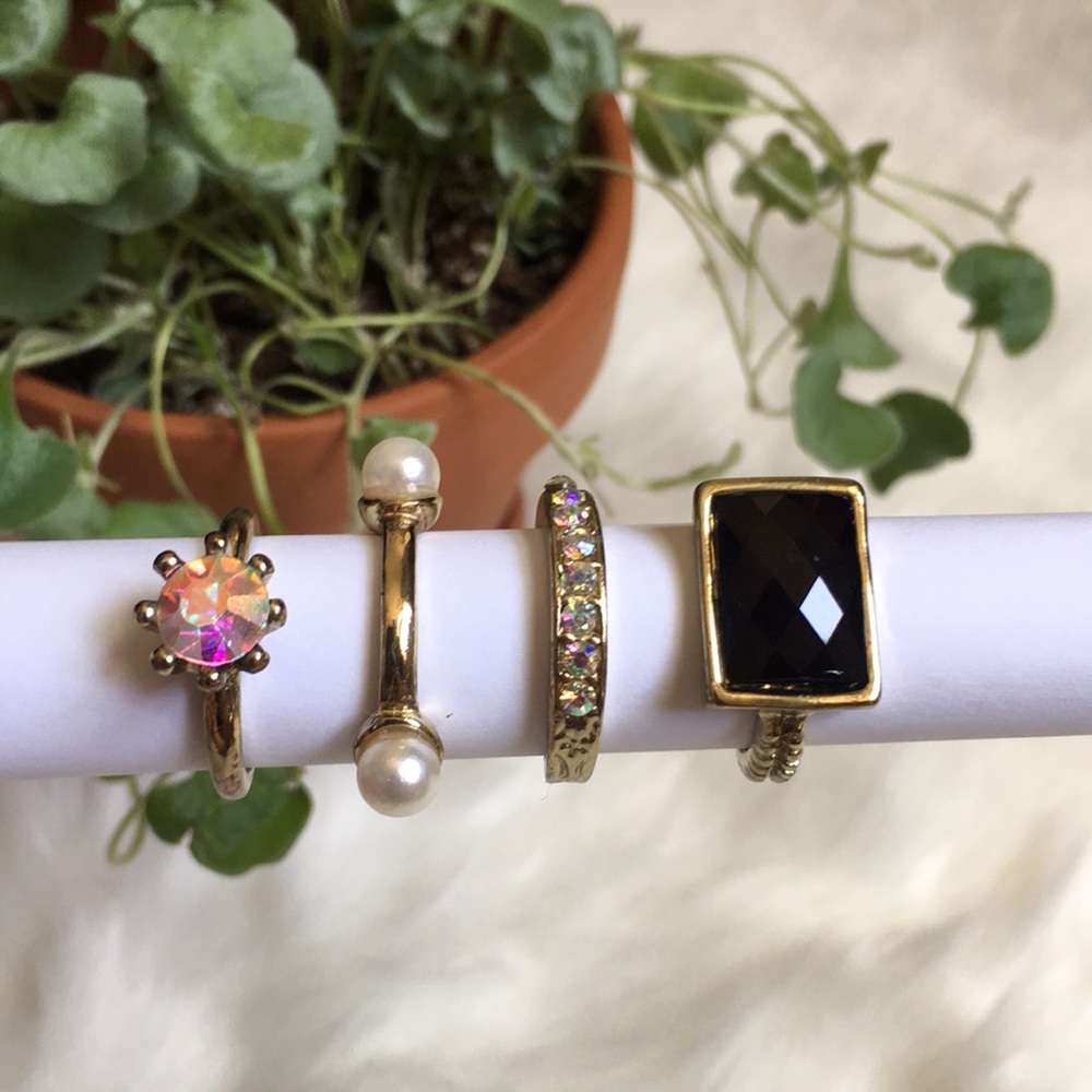 Iridescent glam ring set